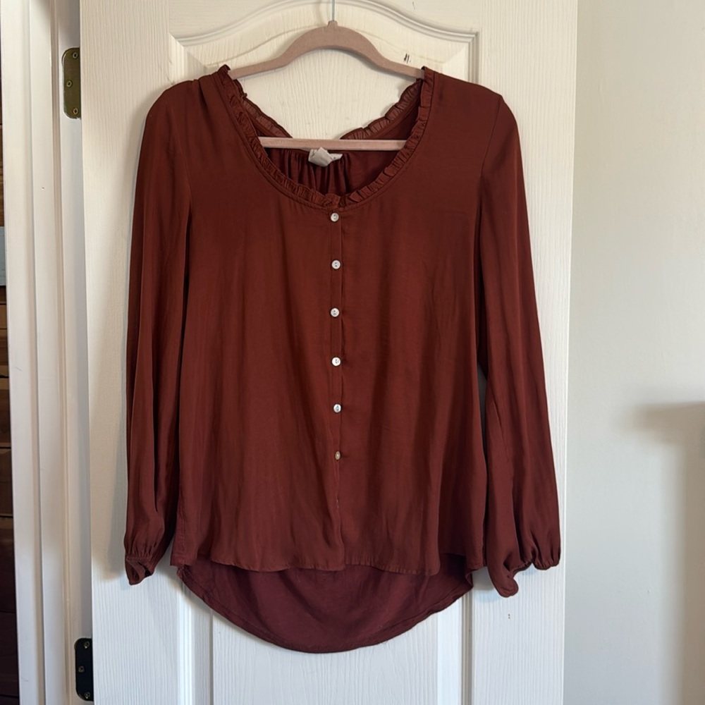 Anthropologie Dolan Left Coast Marilyn Top Large Burnt Red Balloon Sleeve
Medium